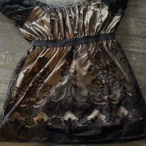 Max Studio Elegant Black and Gold Lace Dress